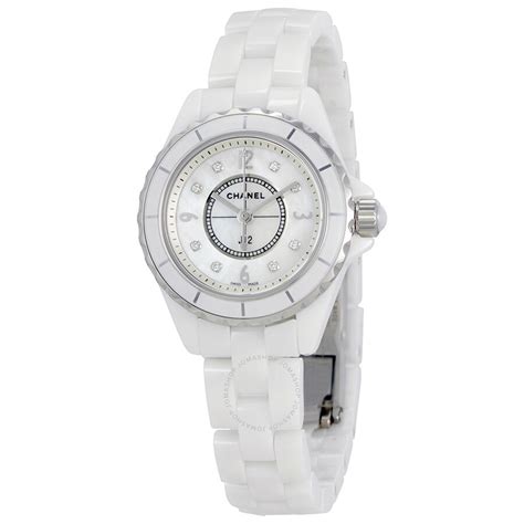 chanel j12 mother of pearl white ceramic ladies watch h2570|Chanel h2570 price.